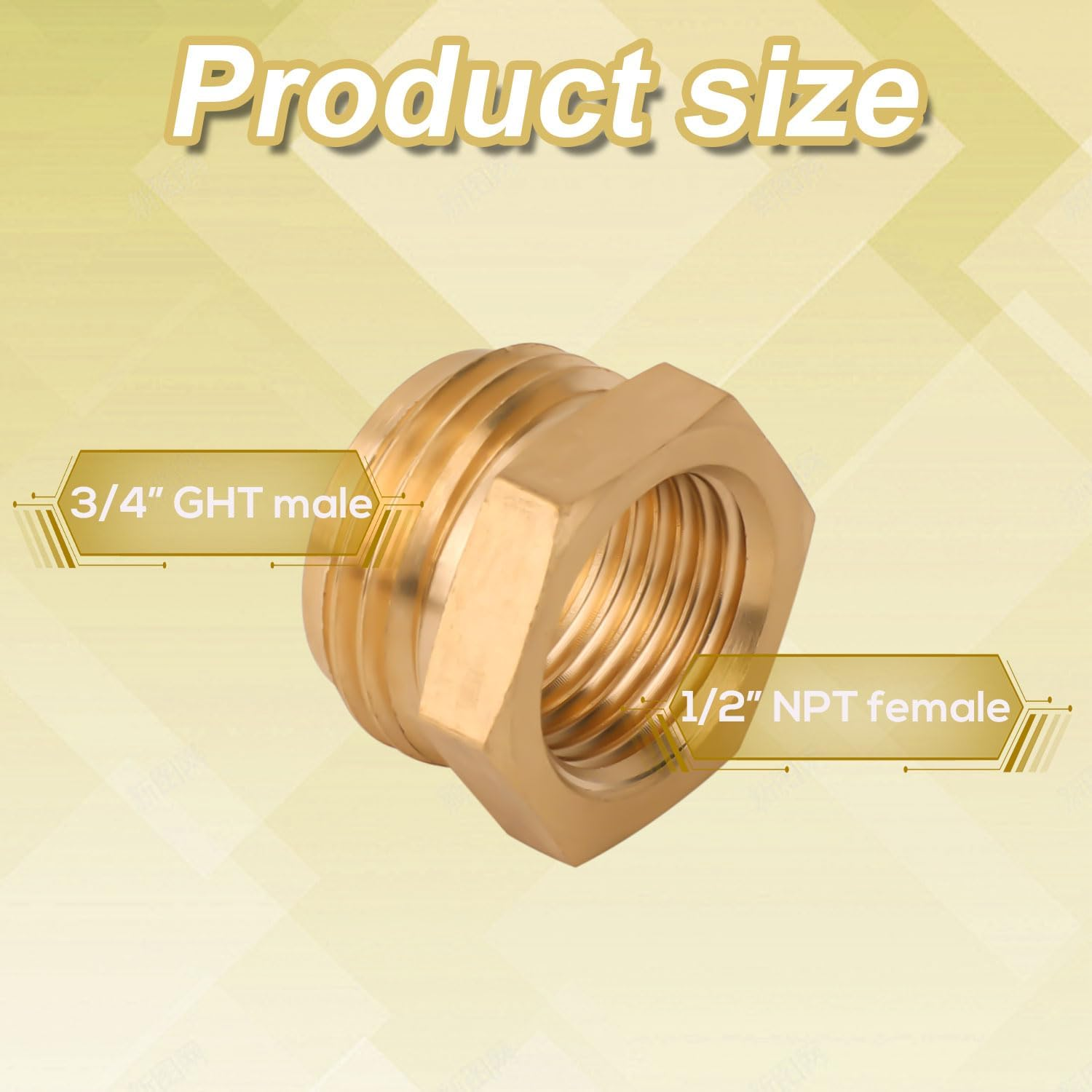 Gosknor 3Pcs Garden Hose Fittings, 3/4" GHT Male to 1/2" NPT Female Hose Connectors Accessories Brass Garden Hose Adapter Replacement Threaded Female Hose Connector Connect Hose Fittings image number 4
