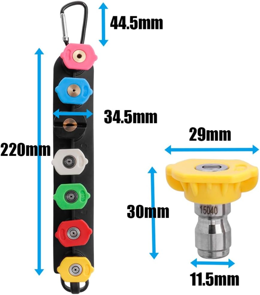 Yakamoz Pressure Washer Nozzle Tip Set with Holder, 1/4 Inch Quick Connect 7 Nozzle Tips Multiple Degrees,4000 PSI image number 1