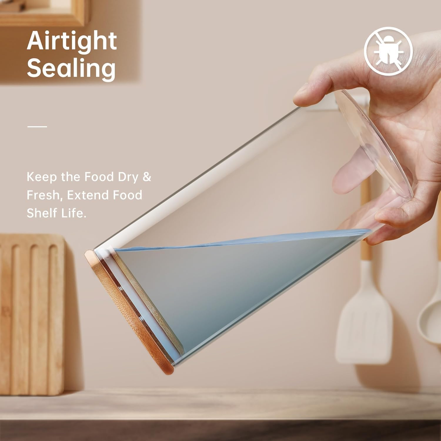 17Oz - 4 Pack Glass Jars with Bamboo Lids, Glass Food Storage Containers with Airtight Lids, Air Tight Pantry Storage Containers for Coffee, Sugar, Spice, Meal Prep Jars for Salad & Fruit image number 2