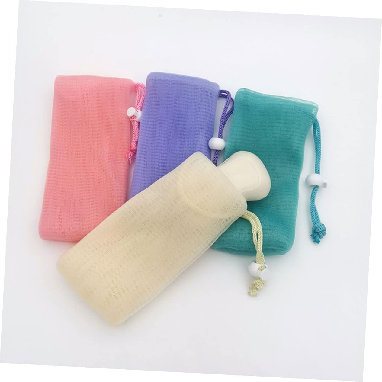 Beavorty 4Pcs Exfoliating Soap Pouch Mesh Travel Pouch for Bar Soap Bath Holder Portable Mesh Organiser Bags image number 3