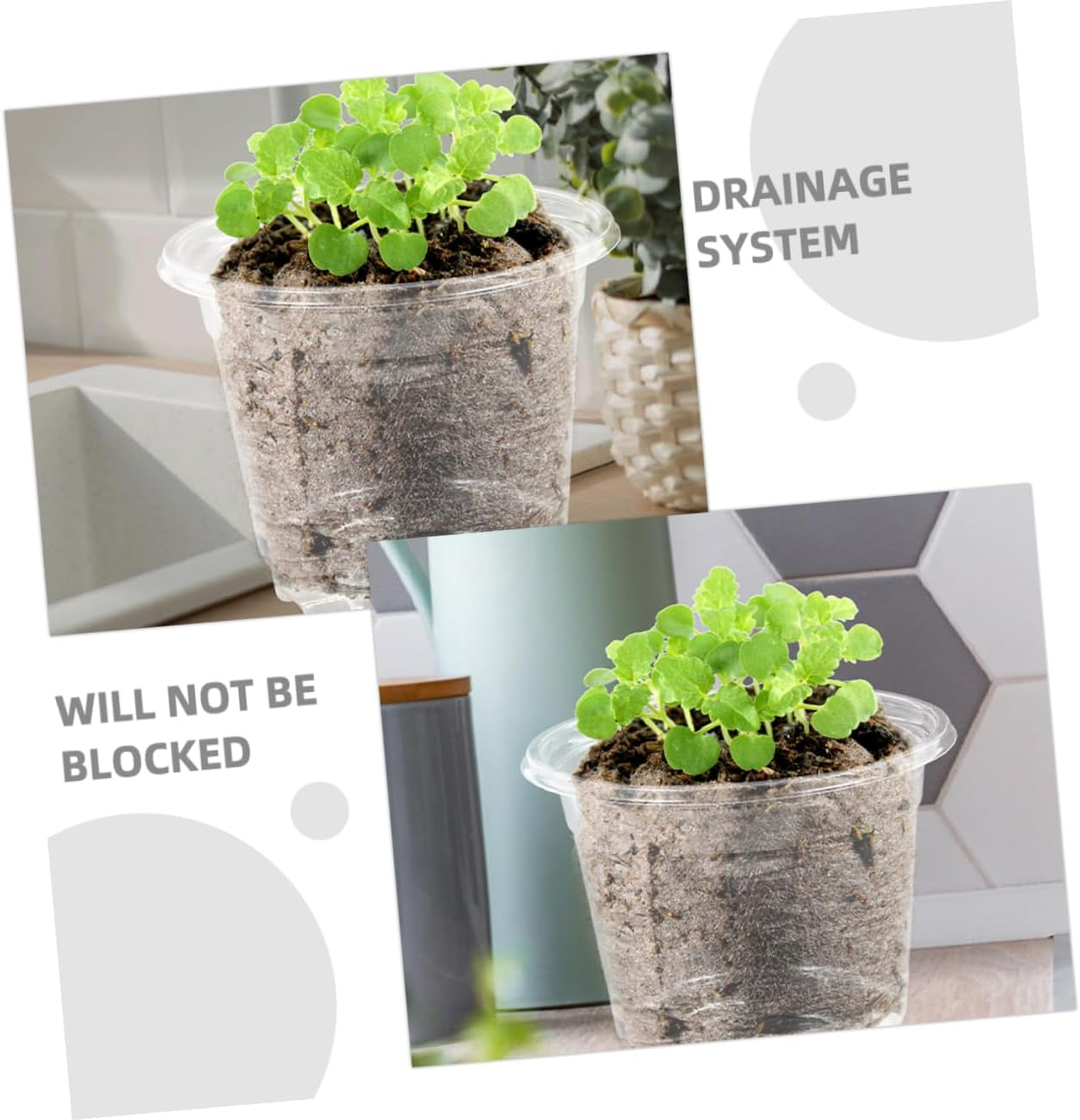 Yardwe 10Sets Moisturizing Flower Pot Plastic Plants Planter Nursery Pots Lids for Seedling for Indoor Planting and Garden Supplies image number 6