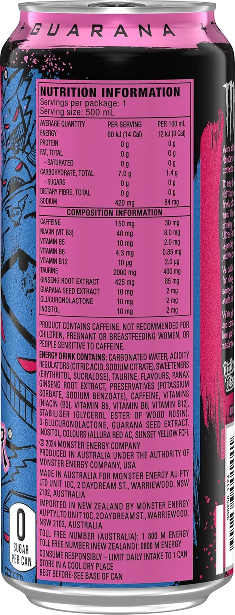 Monster Energy Drink Ultra Fantasy Ruby Red 24 X 500Ml image number 2