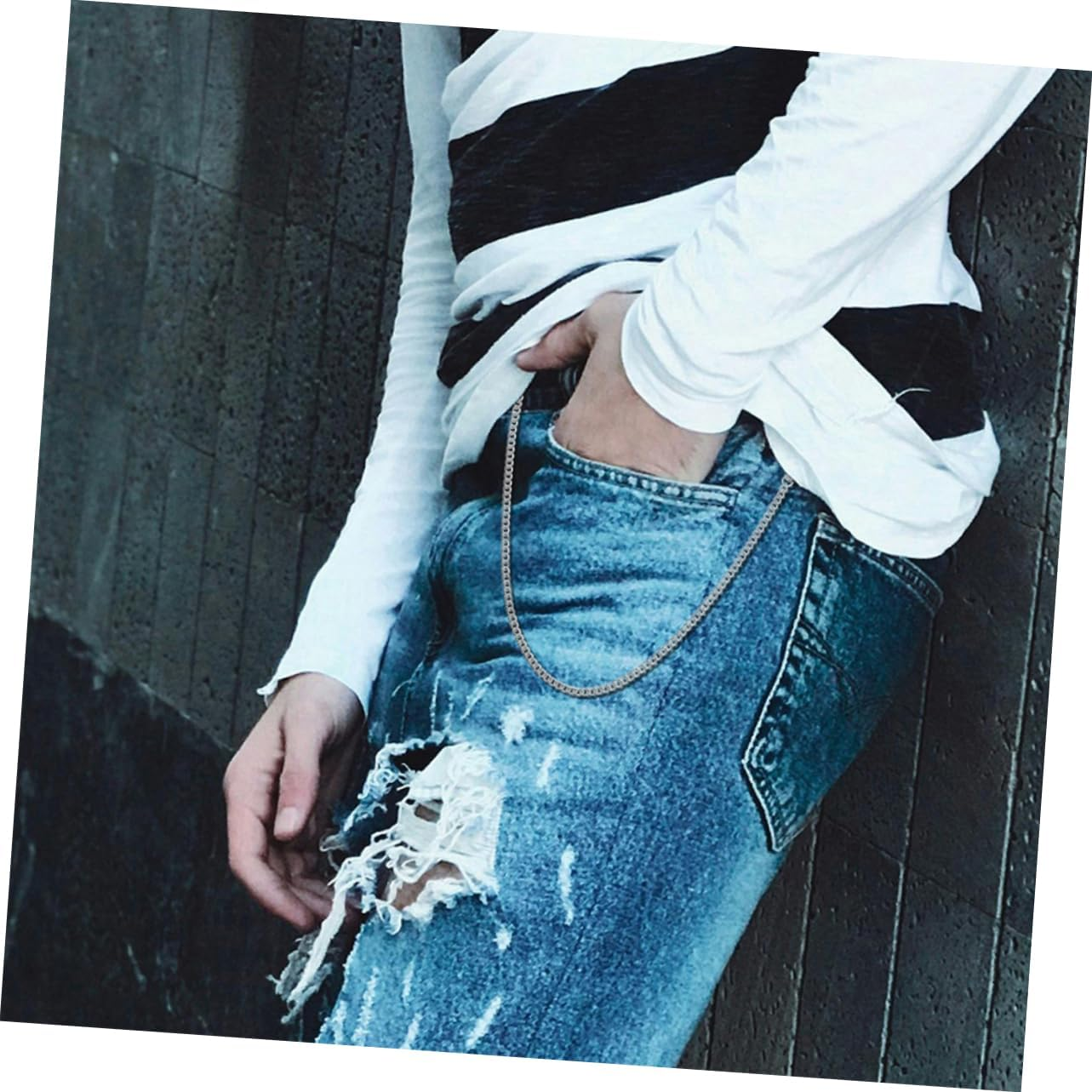 Jojofuny Men'S Wallet Chain Heavy Duty Pants Key Holder Lobster Clasp for Jeans and Belts Sturdy Pocket Chain Accessory image number 5