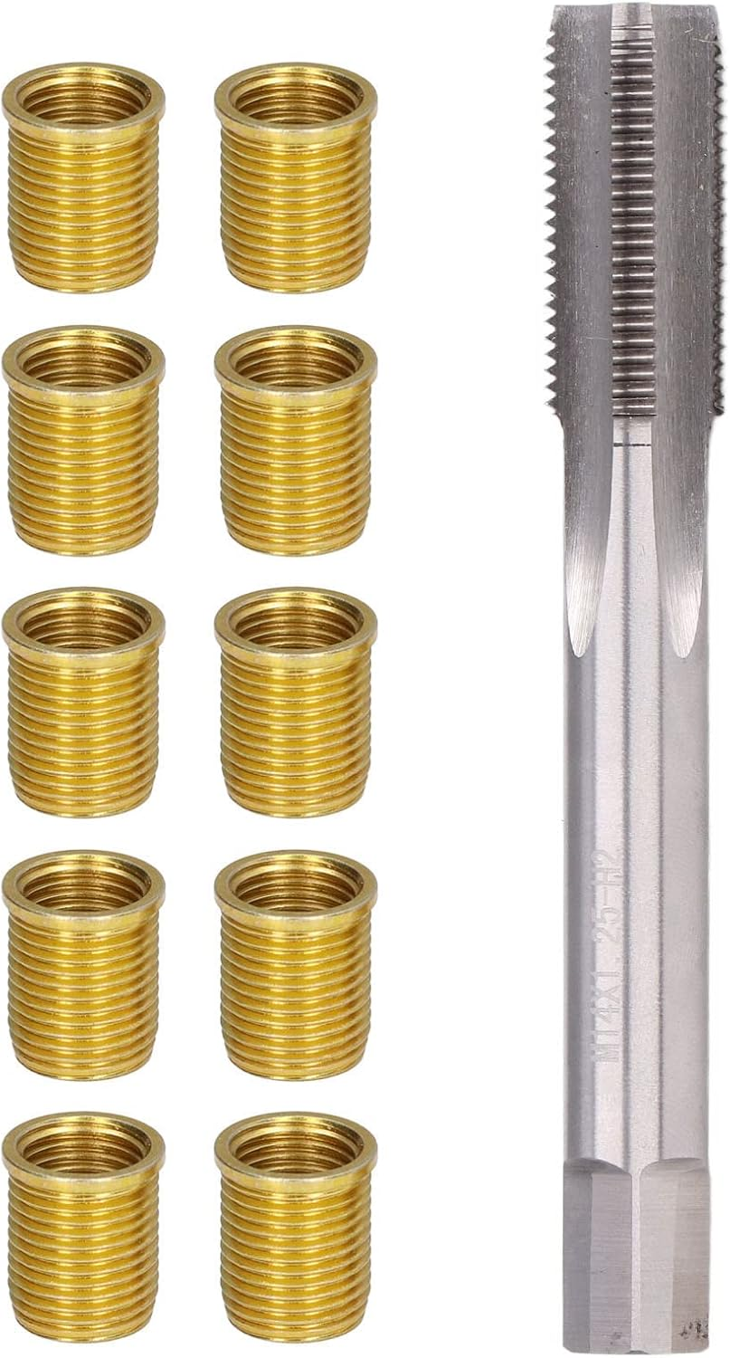 14Mm Spark Plug Thread Hole Repair Tools, Thread Repair Kit with 10Pcs M12 X 1.25 Thread Inserts and a M14 X 1.25 Thread Tap for Gasoline Engine image number 6