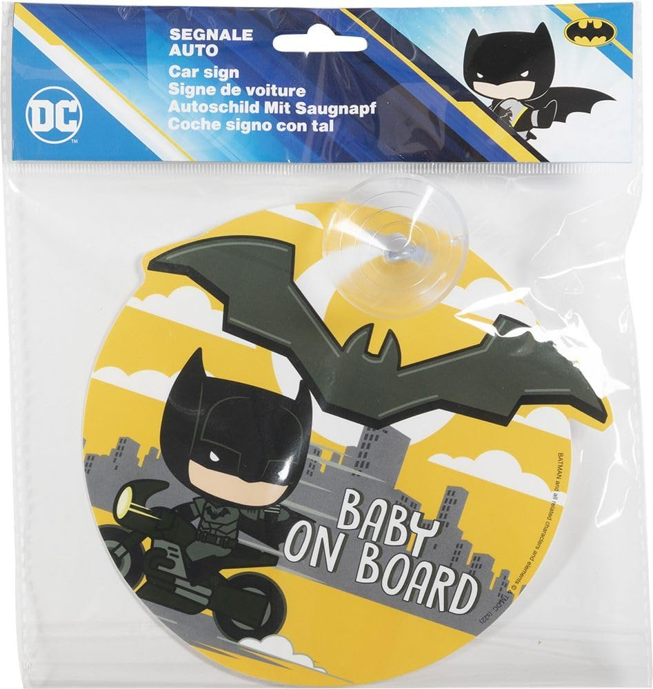 DC Comics Baby on Board Graphic Batman Suction Cup Car Sign image number 2