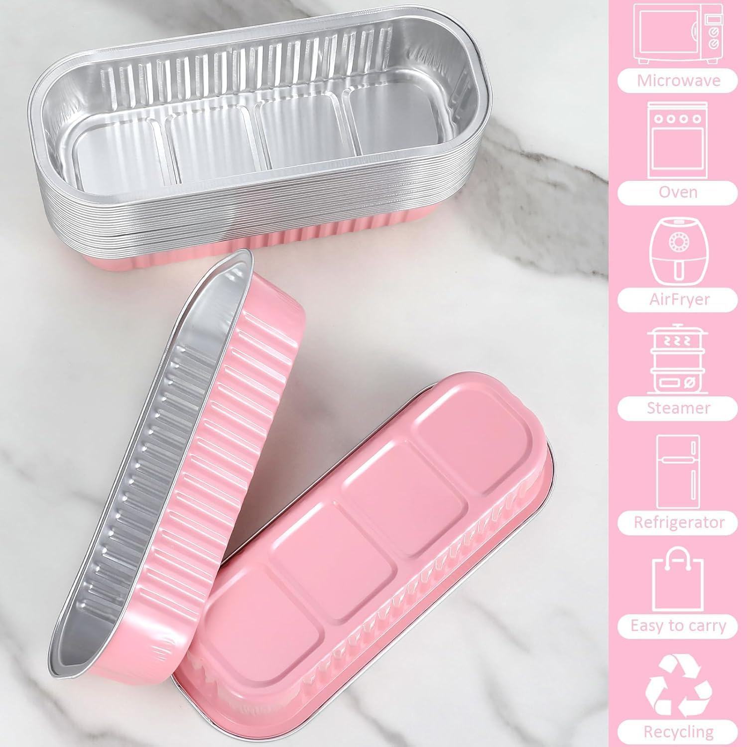 100 Pack Mini Loaf Pans with Lids and Spoons Sealing Sticker, 200Ml Mini Cake Pans for Baking, Aluminum Foil Loaf Pans, Pink Mini Loaf Baking Pans, Small Cake Containers with Lids image number 1