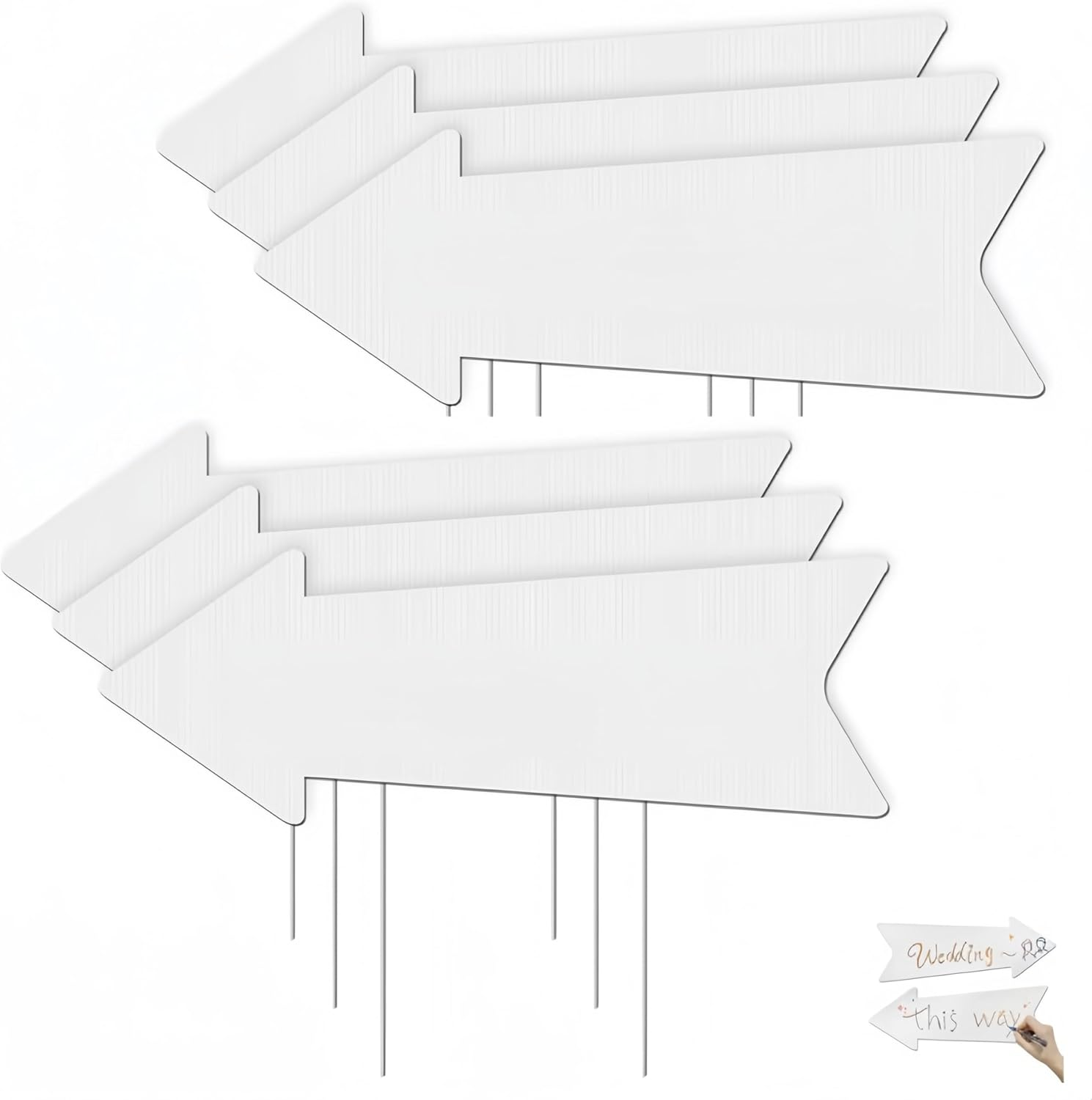 Arrow Yard Signs, 8Pcs Blank Arrow Signs with Stakes, Wedding Directional Yard Signs, These Arrow Yard Signs Are Suitable for Wedding, Birthday Party, Guide Decoration image number 3