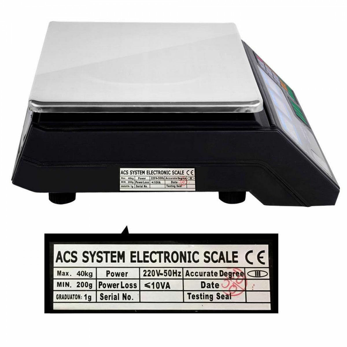 LEDON 40Kg Digital Commercial Scale - Precision Food Weighing Scale with LCD Display - 1G Accuracy Computing Scale for Farmers Market, Deli, Meat Shop & Retail image number 2