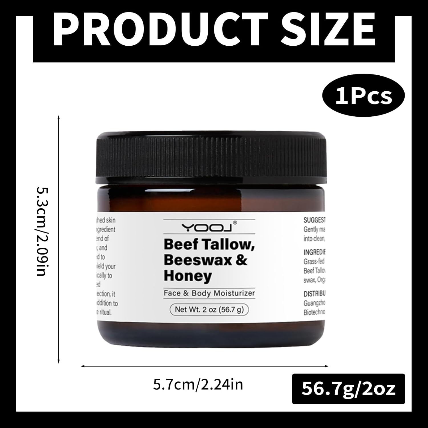 YSHIGUING Beef Tallow and Honey Moisturizer for Face,Beef Tallow Moisturizer,Natural Moisturizer Skin Care, Hydrating, Soothing, Moisturizing Beef Tallow Cream with Beef Tallow Beeswax & Honey image number 3