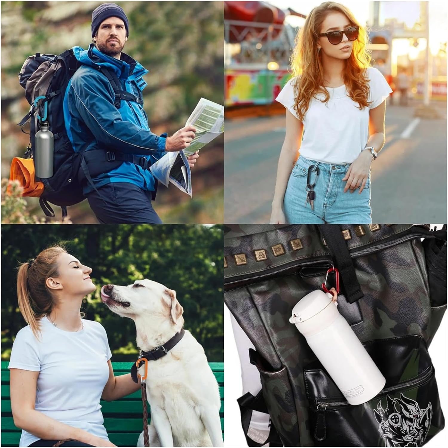 10 PCS 5 CM Locking Carabiner Keychain Clips, Aluminum Carabiner D Ring D-Shaped Spring Snap Hook Key Clip Connect Hooks for Keychain Keyring Belt Loop Water Bottle Backpack Hiking Camping image number 4