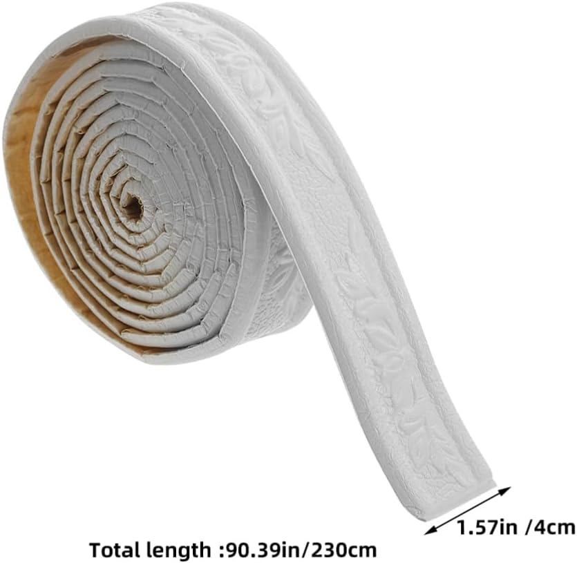 UKCOCO Peel and Stick Wall Molding : Crown Molding Peel and Stick Self-Adhesive Flexible Wall Trim for Mirror Frame Cabinet Border, 230X4X0.5Cm, 4 Rolls image number 3