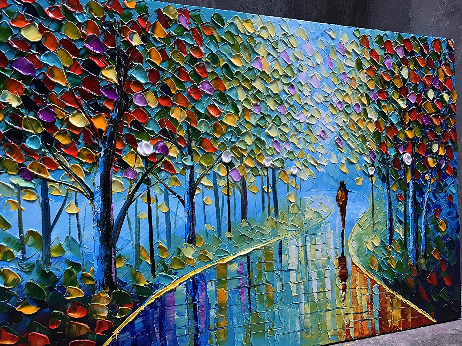 Landscape Oil Painting on Canvas Textured Tree Abstract Contemporary Art Wall Paintings Handmade Painting Home Office Decorations Canvas Wall Art Painting 24X36Inch