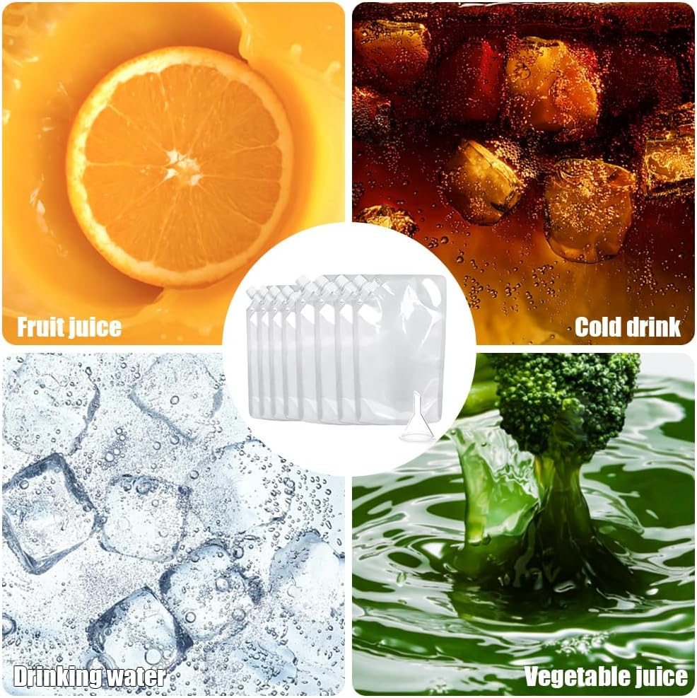 8 PCS Reusable Sorting Pouches for Adults, Plastic Flasks for Liquor Disguise with Funnel, Hidden Drink Pouches for Alcohol image number 5