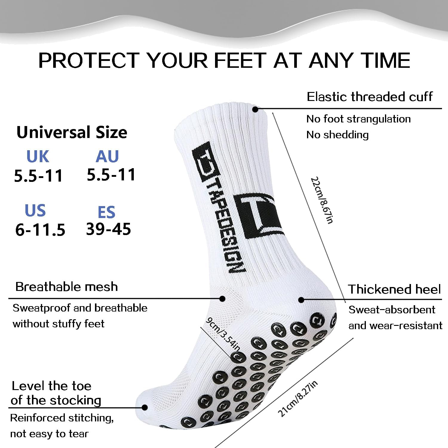 2 Pairs Soccer Socks＋Sleeve Stockings Set Combinations Leg Sleeve Football Grip Socks for Men and Women Non Slip Sports Socks for Training Athletic