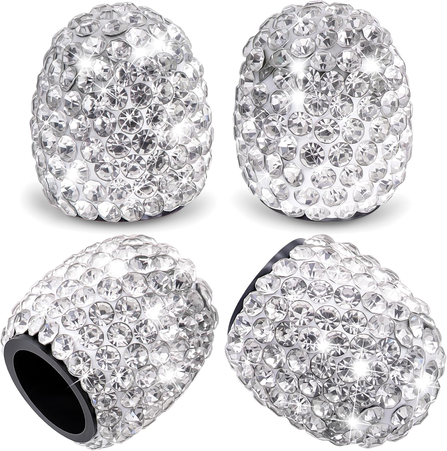 MEAJOO 4PCS Bling Crystal Diamond Tire Stem Valve Caps, Dustproof Car Wheel Tire Valve Caps Universal Tire Valve Stem Covers for Cars, SUV, Trucks, Bikes, Motorcycles, Bicycles (White) image number 1