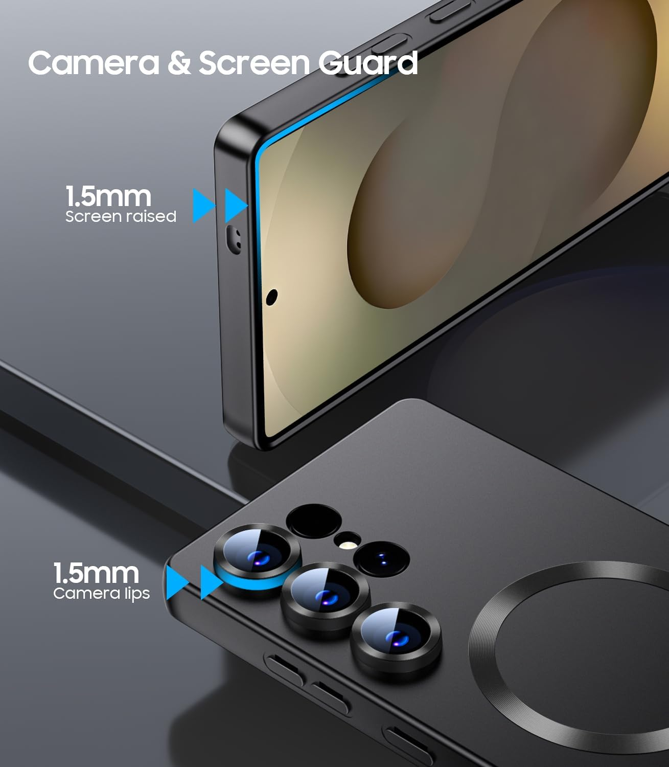 MAKAVO Matte for Samsung Galaxy S25 Ultra Case, Compatible with Magsafe, Slim Thin Magnetic Cover with Built-In Camera Lens Protector (Removable) Shockproof Phone Shell, Black image number 2