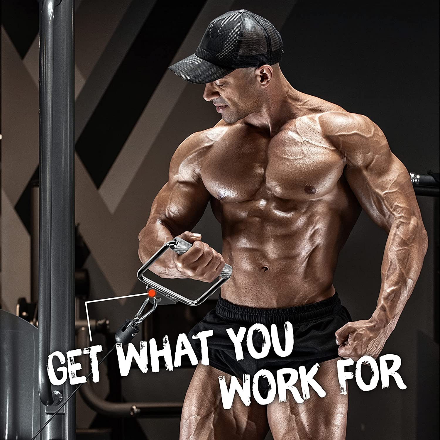 Yes4All Double D Row Handle Cable Attachment for Weight Workout, Cable Machine Accessories for Home Gym, LAT Pull down V Bar with Capacity up to 880LBS - A. Single D Handle - Chrome image number 3