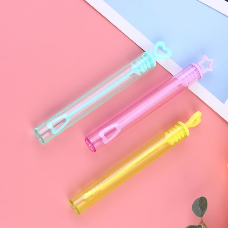 Alipis 30Pcs Assorted Color Mini Bubble Wands - Heart & Star Shaped Empty Bottles for Party Favors, Weddings, Birthdays, Outdoor Events - Random Color image number 1