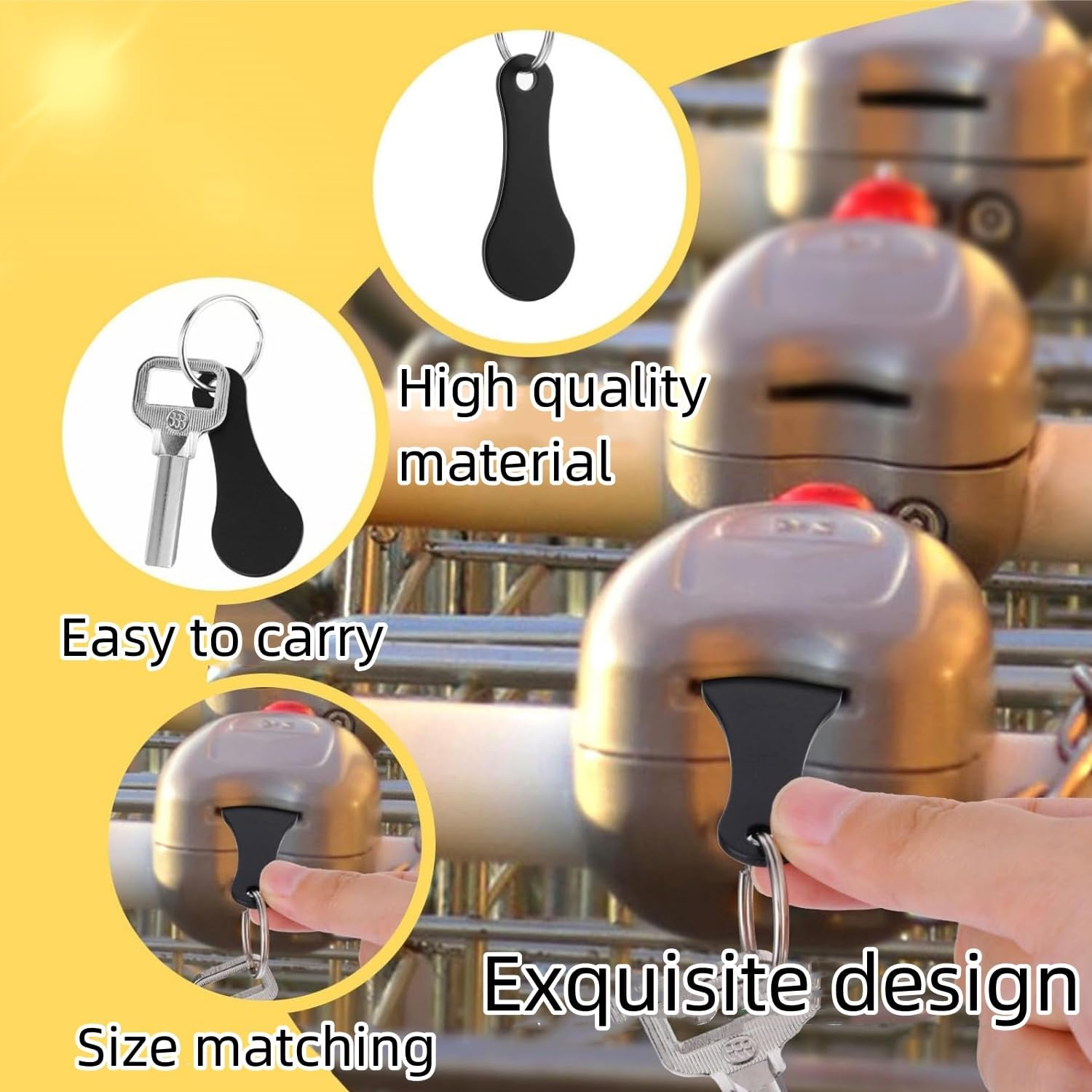 Shopping Trolley Token Key, 10 Pack 1.8 Inch Cart Remover Unlock Release Keychain for Grocery Shopping Cart, Trolley Remover Keyring, Coin Unlock Release Key for Meters(Black) image number 1