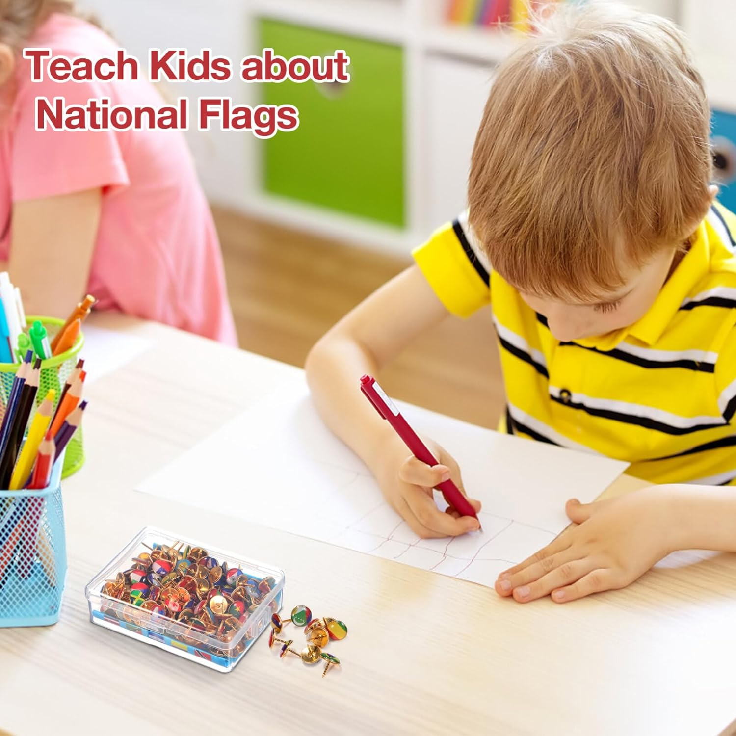 SEWACC 200Pcs National Flag Pins Thumb Tacks Country Map Push Pin Drawing Pins Travel Map Push Pins for Bulletin Board Pinboard Map Office image number 3