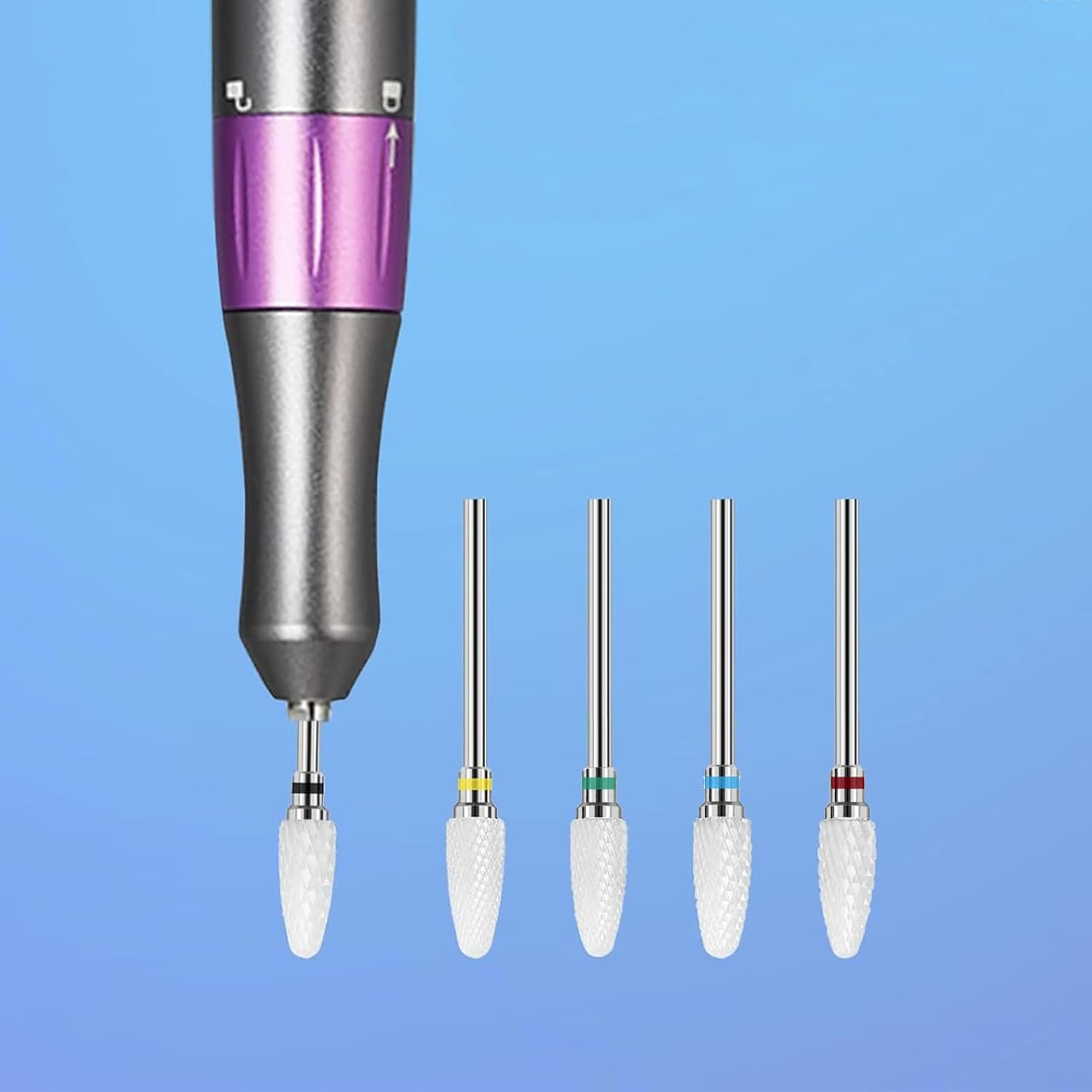 Jrusmr Ceramic Nail Drill Bits Set-3/32 in Shank Professional Corn-Shaped Ceramic Bits for Acrylic Nail Filing, Manicure, Pedicure, and Cuticle Polishing-For Left and Right-Handed Users (5 Pcs) image number 5
