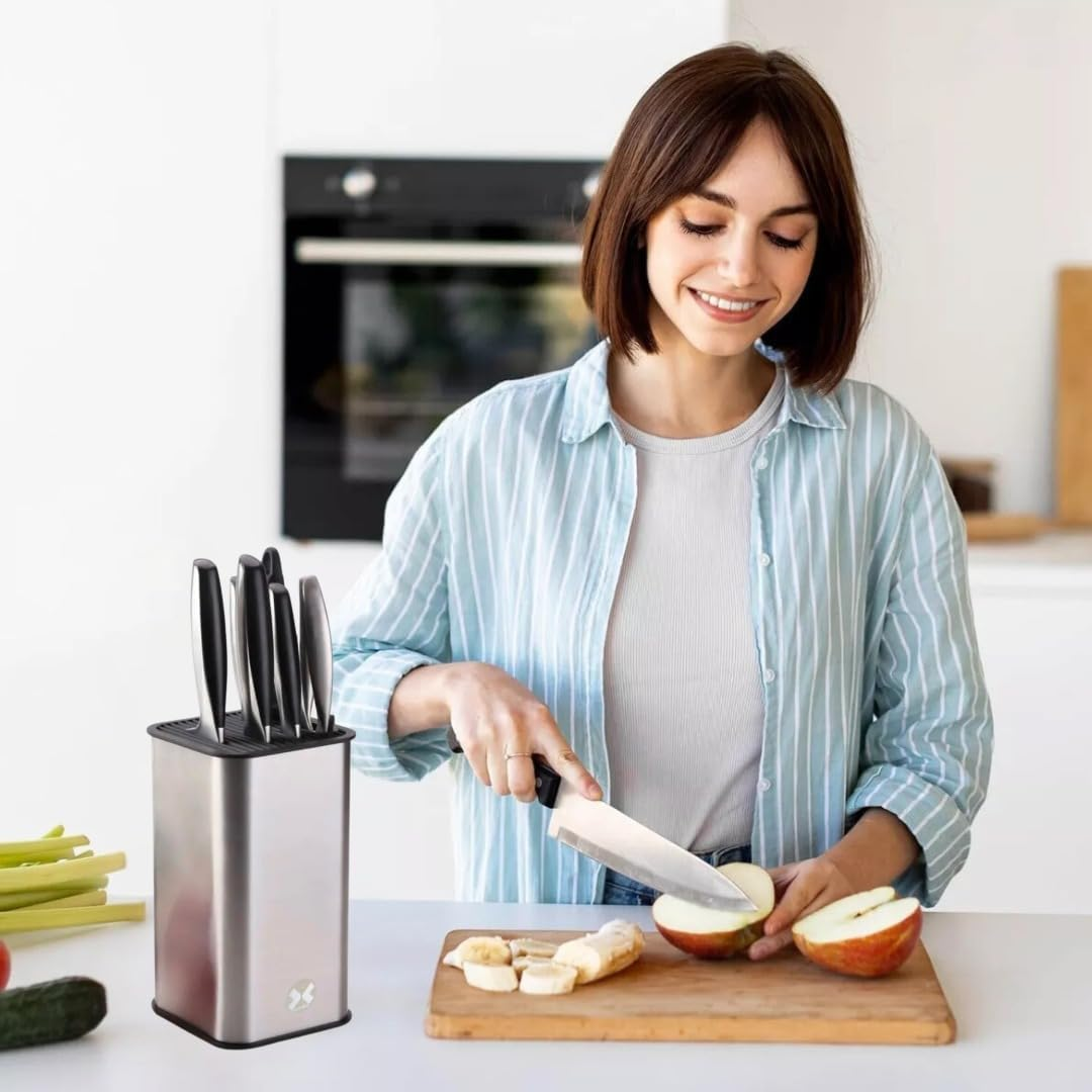 SMART PEPPER Knife Block Holder, Universal Knife Block without Knives, Space Saving Knife Storage and Protect Blades, Unique Modern Design with Scissor Slot image number 3