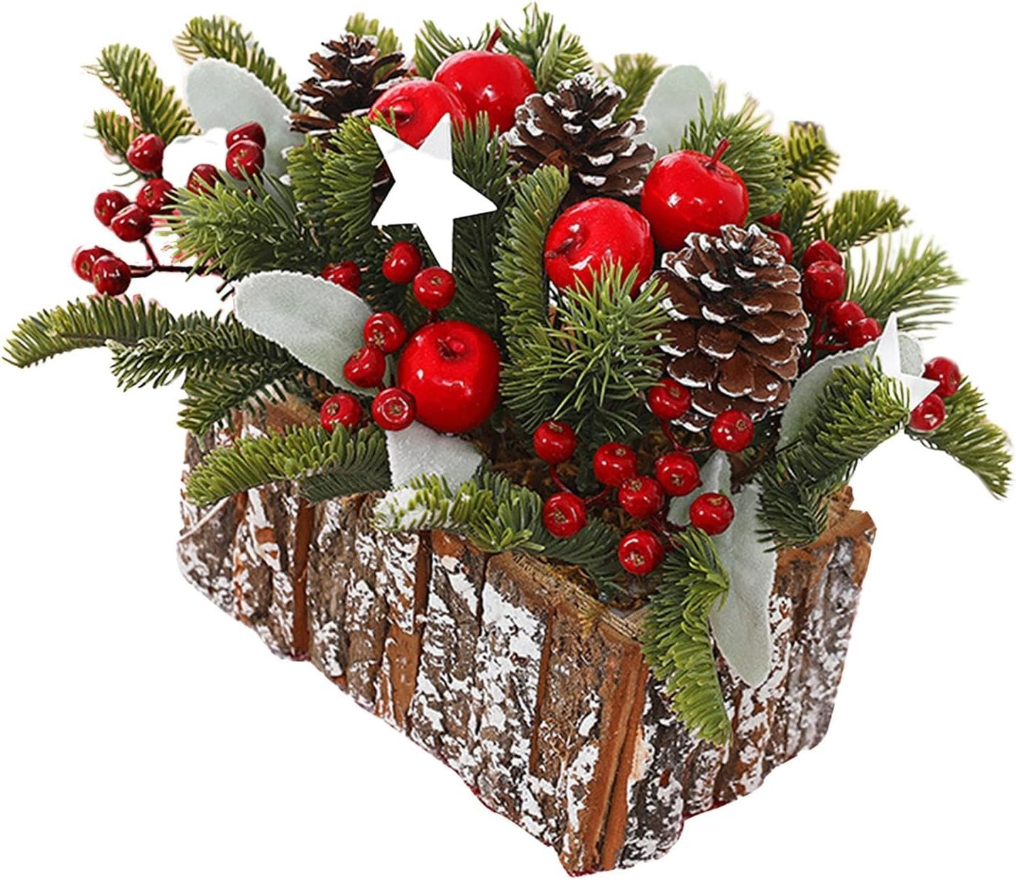 Christmas Centerpiece, Potted Christmas Tree, Christmas Table Decoration, Xmas Artificial Plants for Desk, Home Indoor, Red Fruit image number 2