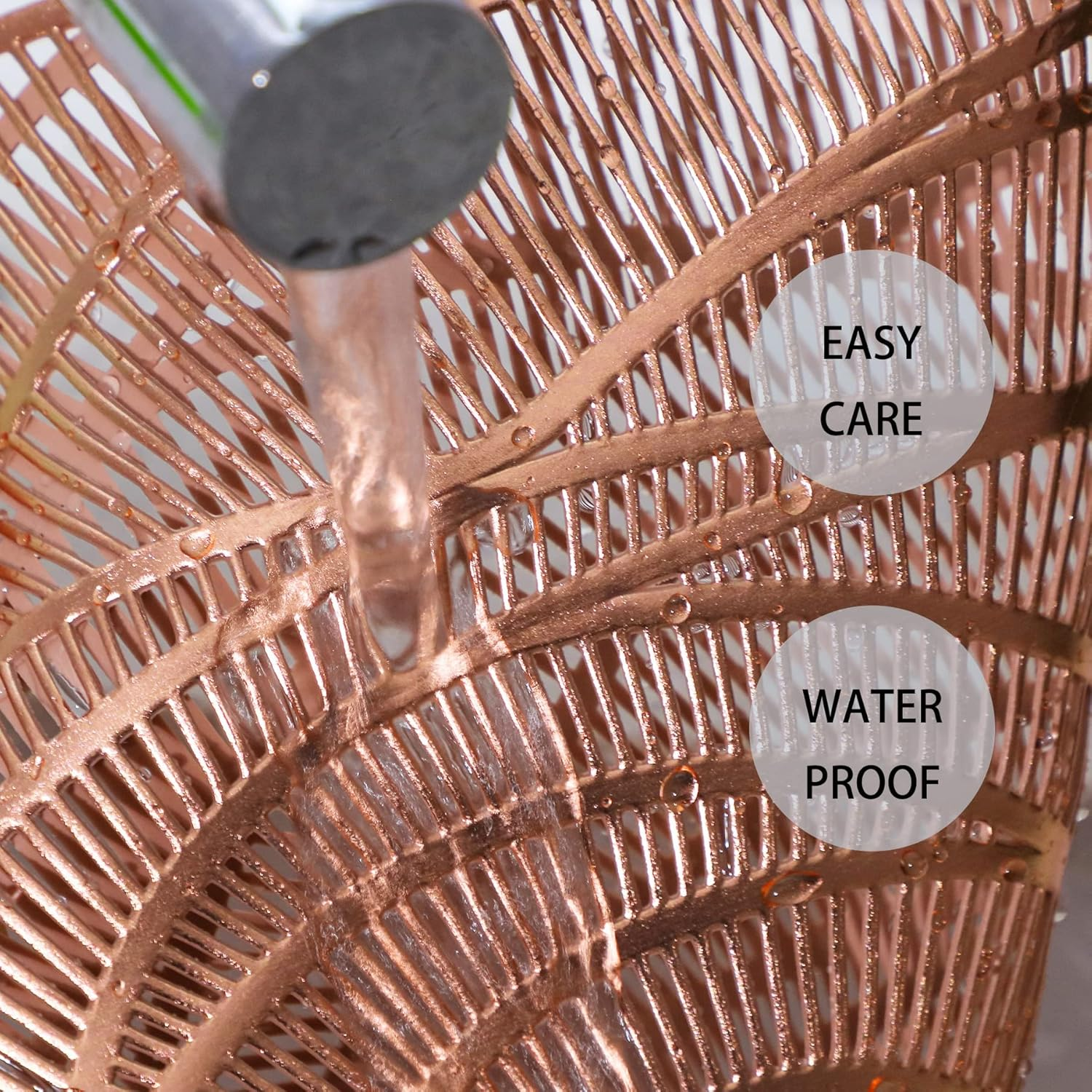 Snowkingdom Rose Gold Placemats and Coasters Set of 6 Pressed Metallic Vinyl round Place Mats Dining Table Mats Dinning Table Centerpiece