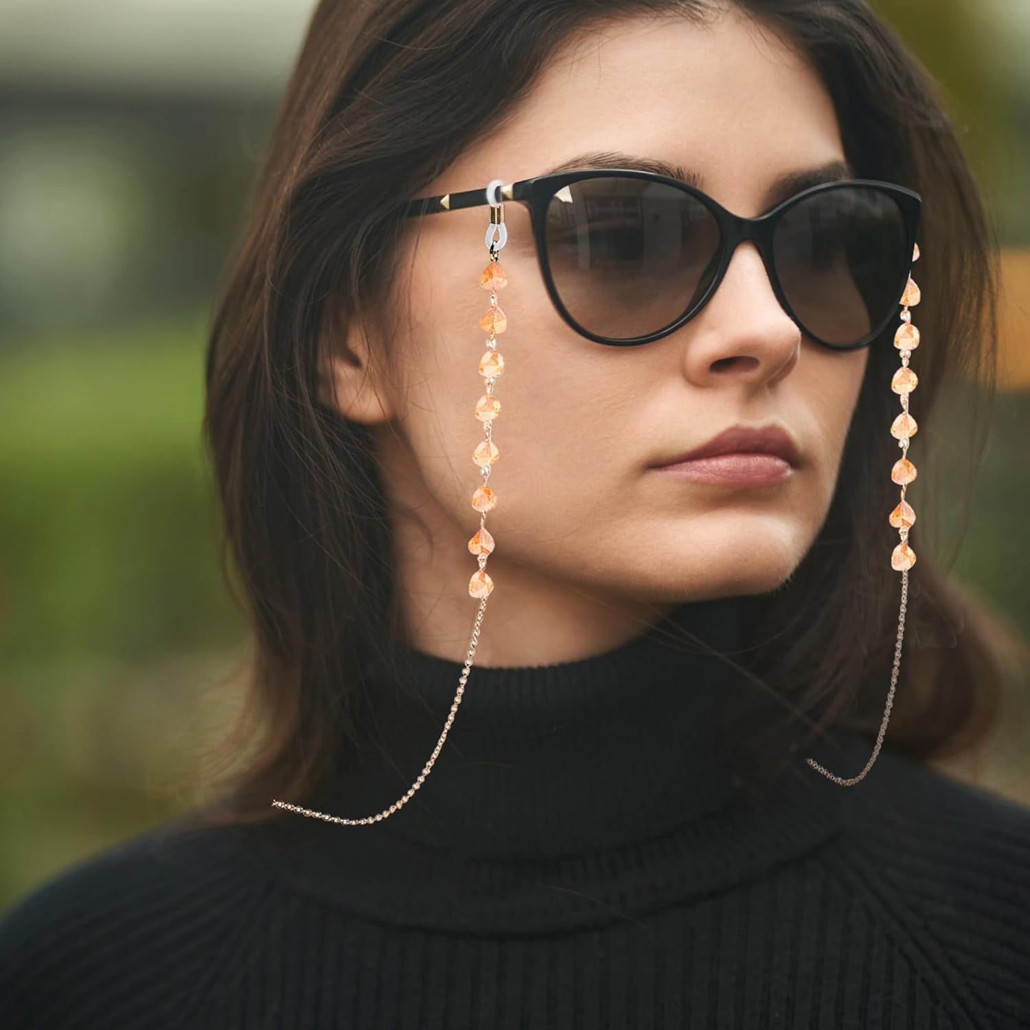 FOSDICK Pack of 4 Women'S Glasses Chain, Metal Glasses Strap, Sunglasses Chain, Gold, Elegant Glasses Straps, Crystal Beads Glasses Cord, Glasses Chain for Women, Girls, Accessories, Red, Blue, Light image number 6