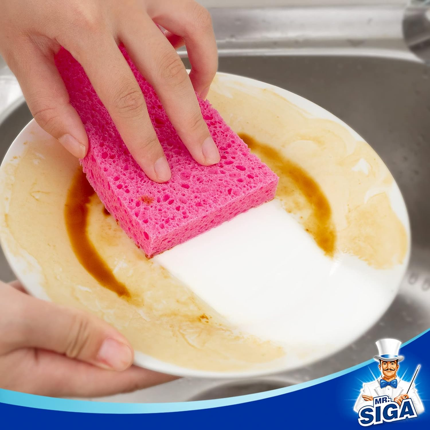 MR.SIGA Scrub Sponges, Non-Scratch Sponges for Dishes, Kitchen Sponge Dish Scrubber, 12 Pack image number 1