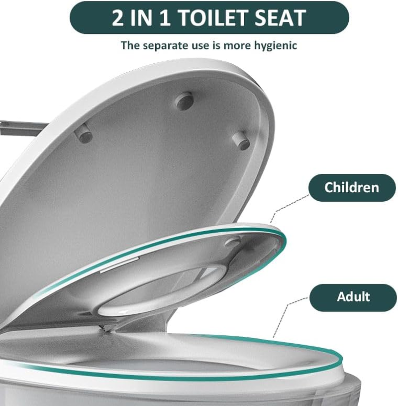 Thicken D-Shaped Toilet Seat,Toilet Seat with Built-In Potty Training Seat, 2-In-1 Family Toilet Seat Cover, Kids Toddler Potty Training Toilet Seat, Slow-Close Toilet Seats Fits Both Adult and Child