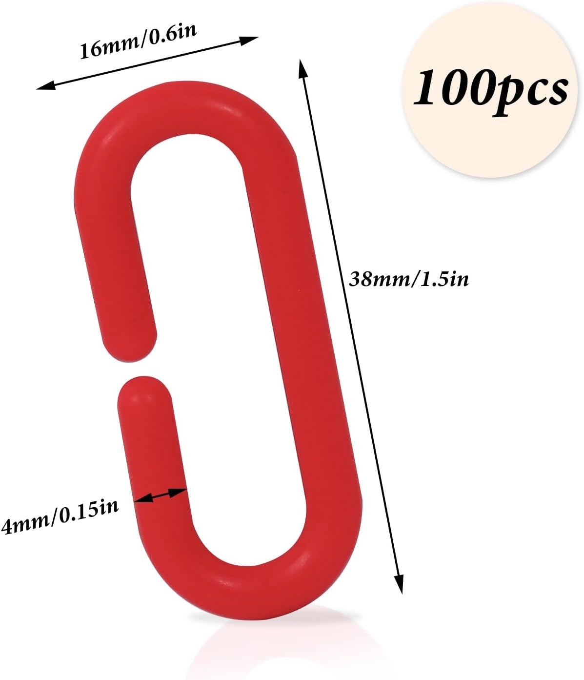 100 Pieces Plastic Chain for Birds, Colourful C-Clips Plastic Chain for Bird for Swinging Climbing, Chain Parrot Bird Toy for Sugar Gliders Parrot Bird (Multi-Colour) image number 4