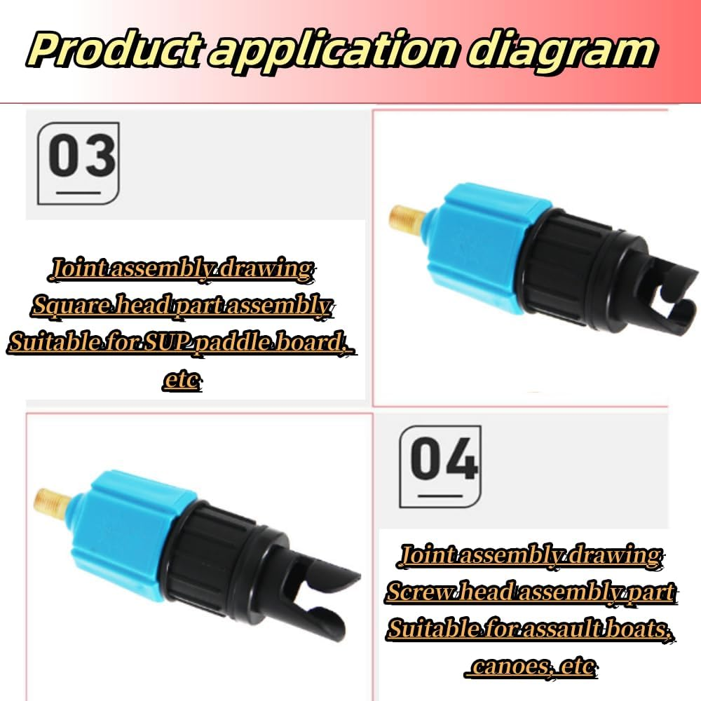 Inflatable SUP Pump Adaptor Compressor Paddle Board Pump Adapter, SUP Valve Adapter Connector Conventional Air Pump Adapter for Stand up Paddle Board & Dinghy,Inflatable Boat Air Valve Adapter