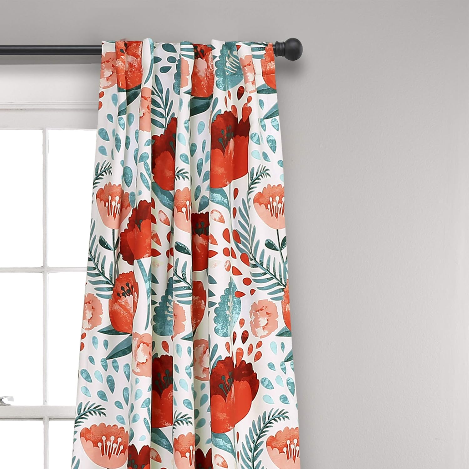 Lush Decor, 95" X 52", Multi Poppy Garden Curtains Room Darkening Window Set for Living, Dining, Bedroom, 95 in L Panel Pair image number 5