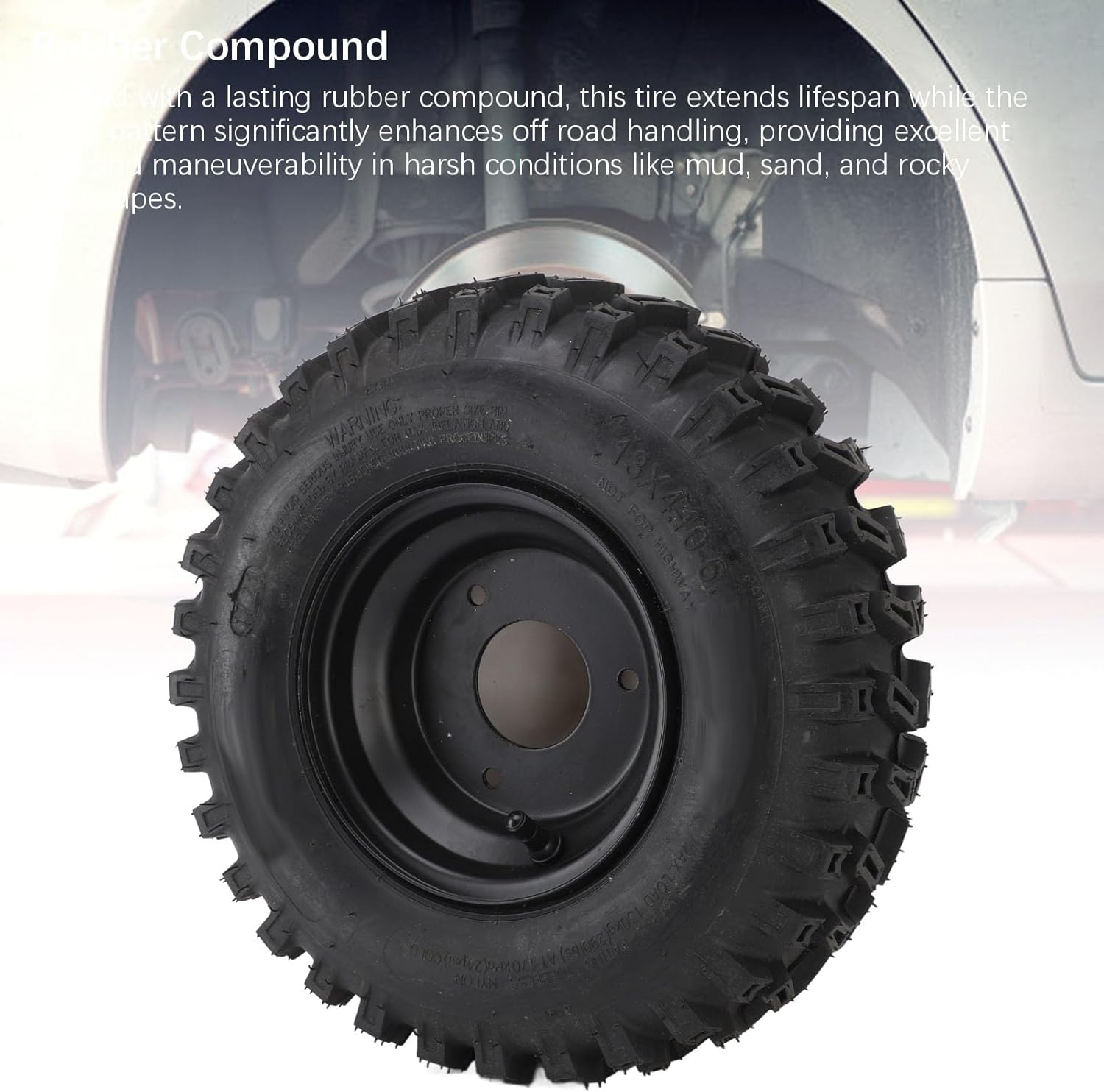 Generic ATV Tubeless Tire, 13X4.1 6 Inch Front Wheel Rear Wheel Tire with Rim, Vacuum Tyre for ATV Quad off Road Go Kart Cart Mini Bike Lawn Mower image number 6