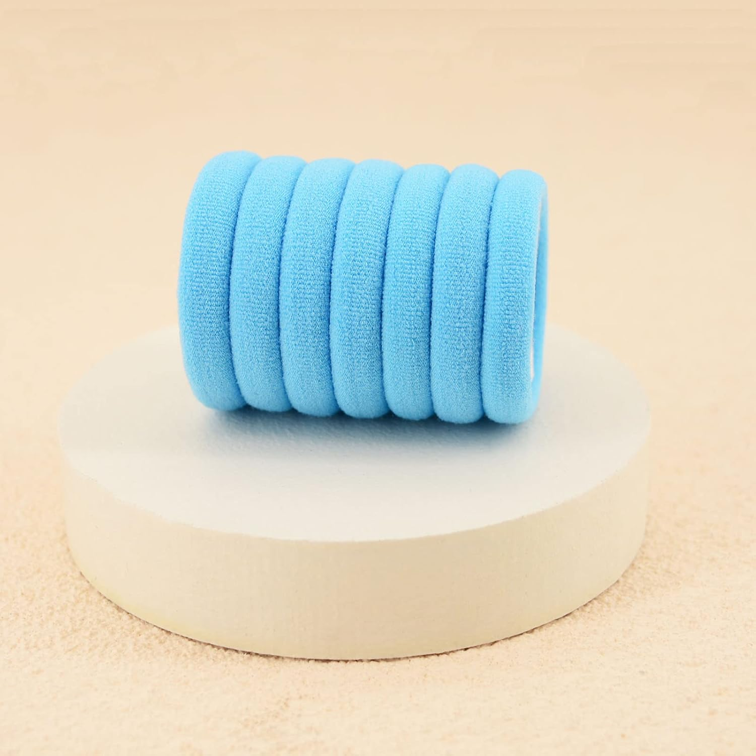 100 Pack Seamless Hair Ties for Women Girls Ponytail Holders for Thick Hair (Light Blue) - Dark Brown image number 4