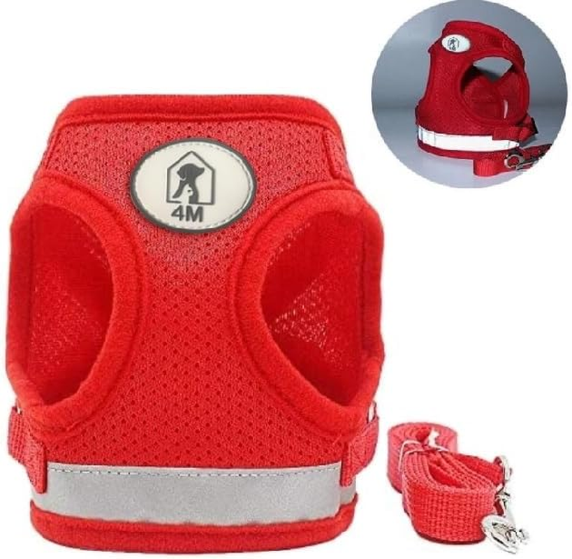 4M Pets No-Pull Reflective Mesh Dog Harness & Leash &ndash; Breathable, Step-In Vest for Small & Medium Dogs