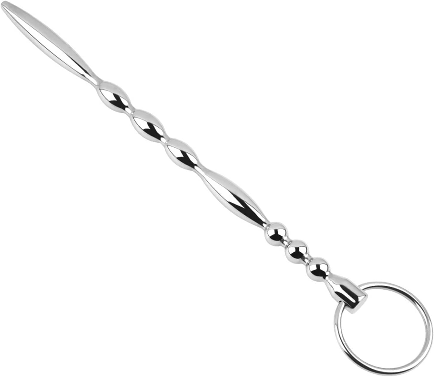 Metal Urethral Plug with Penis Cock Rings Bead Urinary Dilator Stainless Steel Urethra Massage Rod