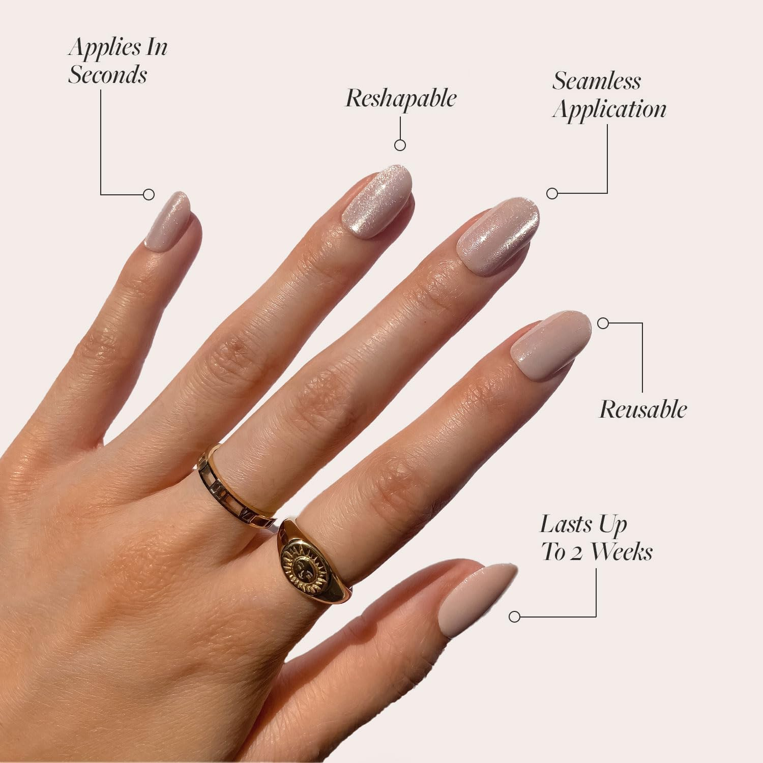 Glamnetic Press on Nails - Pure Intentions | Glossy, Semi-Transparent, Short round Nails, Reusable | 12 Sizes - 30 Nail Kit with Glue - Pure Intensions image number 2