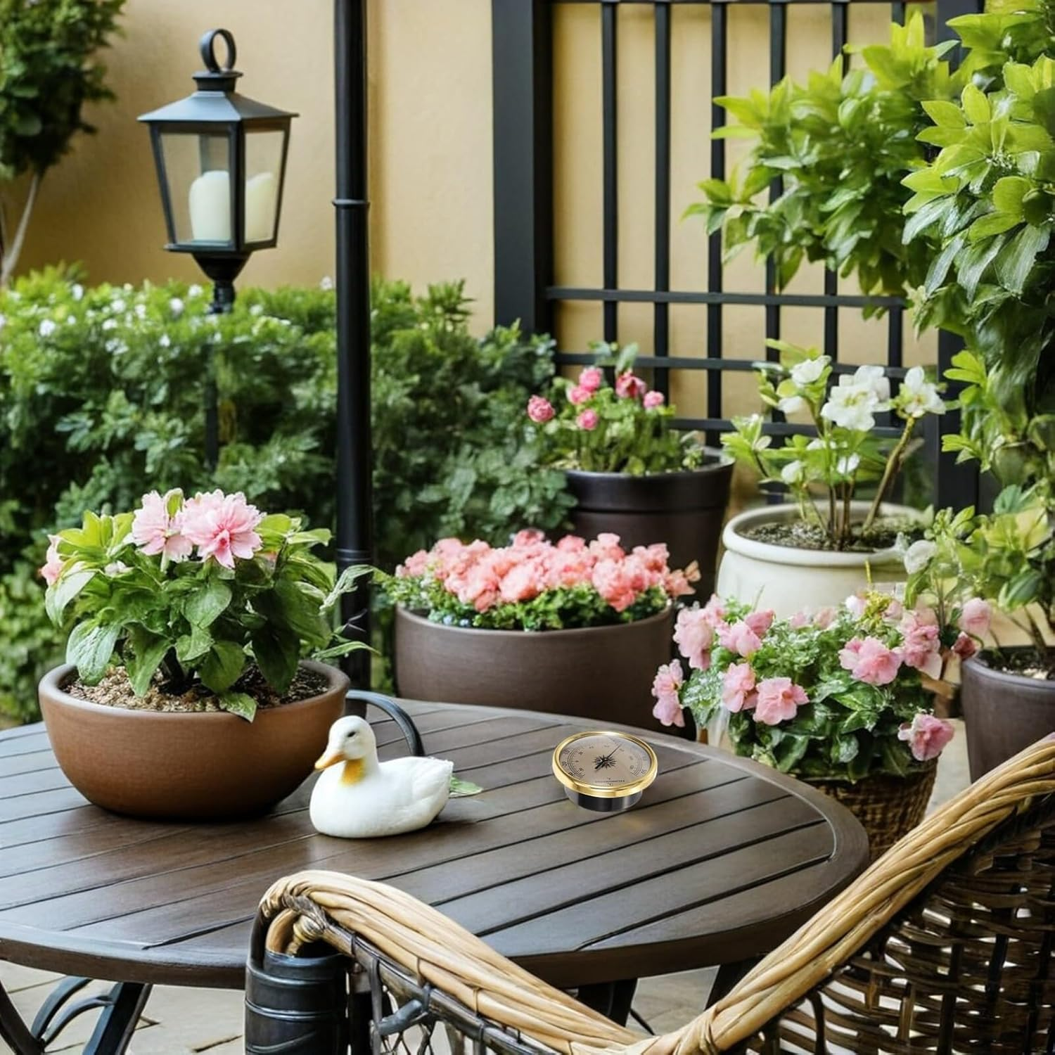 HANABASS 2Pcs Embedded round Metal Thermometer Gold, Indoor Outdoor Decorative Temperature Dial, Wall-Mounted Weather Gauge for Home Garden Greenhouse Meteorological Station image number 3