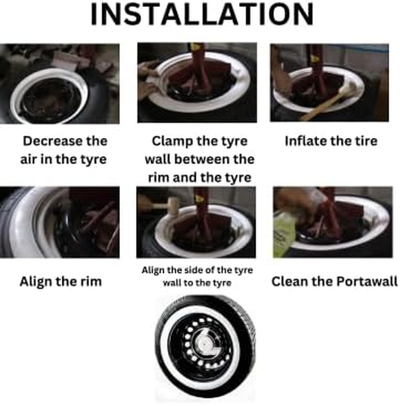 15 INCH Wheel X 2" Side White Wall TIRE Trims PORT a WALL Set 4PCS Very Popular image number 4