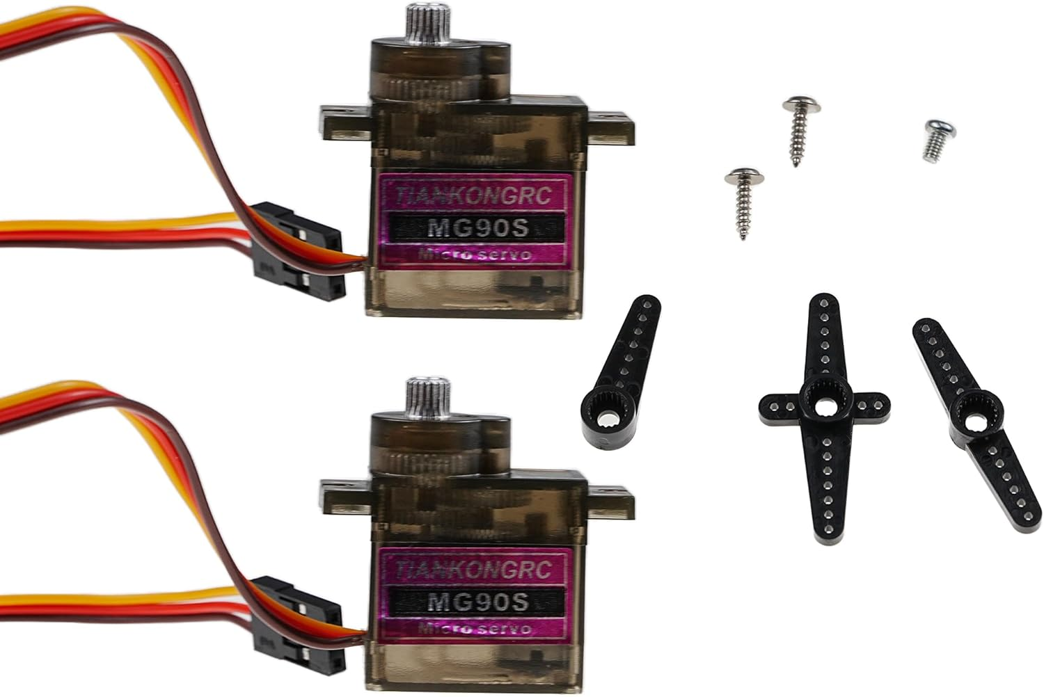 2Pcs MG90S Miniature High-Speed Servo Motor 180 &deg; Rotating Mini Metal Gear Motor Kit for RC Automotive Robot Helicopter Arduino Project(2Pcs MG90S) image number 5