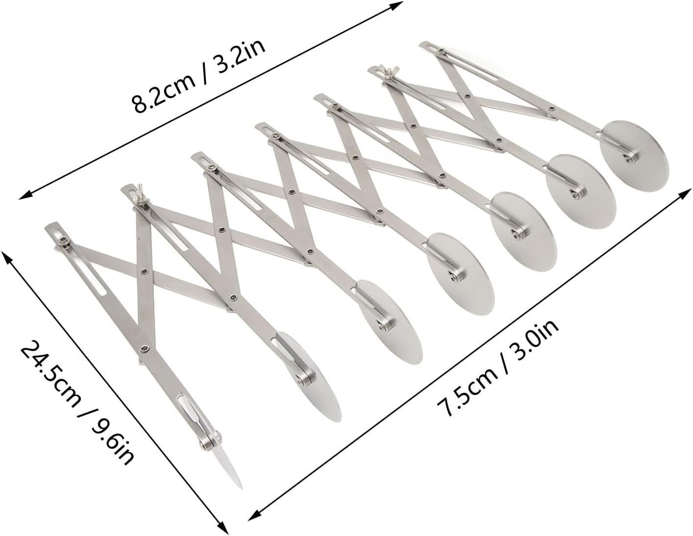 7 Wheel Pastry Cutter Roller, 7 Wheel Pizza Cutter Easy to Use Multifunction Adjustable Width Stainless Steel for Dough image number 4