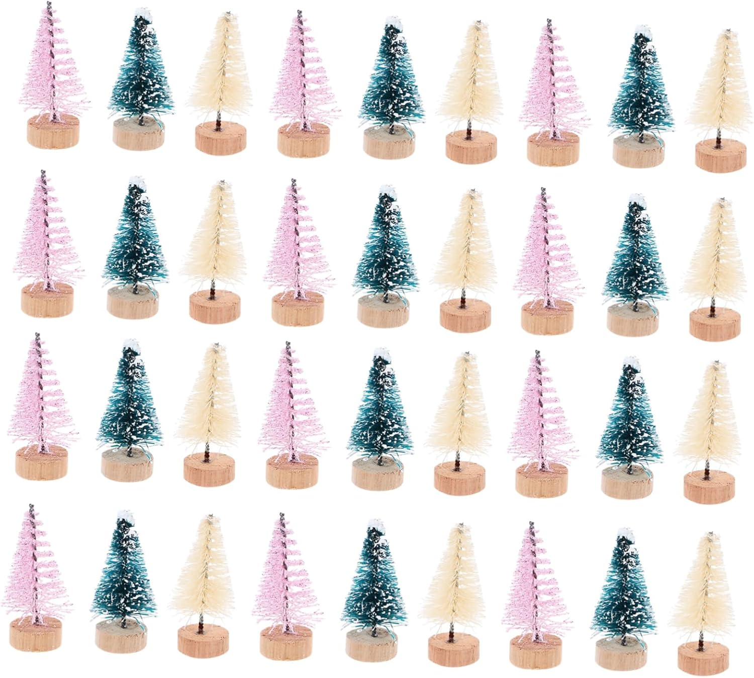 HANABASS 36Pcs Mini Xmas Tree Artificial Trees Wooden Base for Christmas Desktop Decoration Cute Decor for Home Bar Restaurant and Dollhouse Landscape image number 5