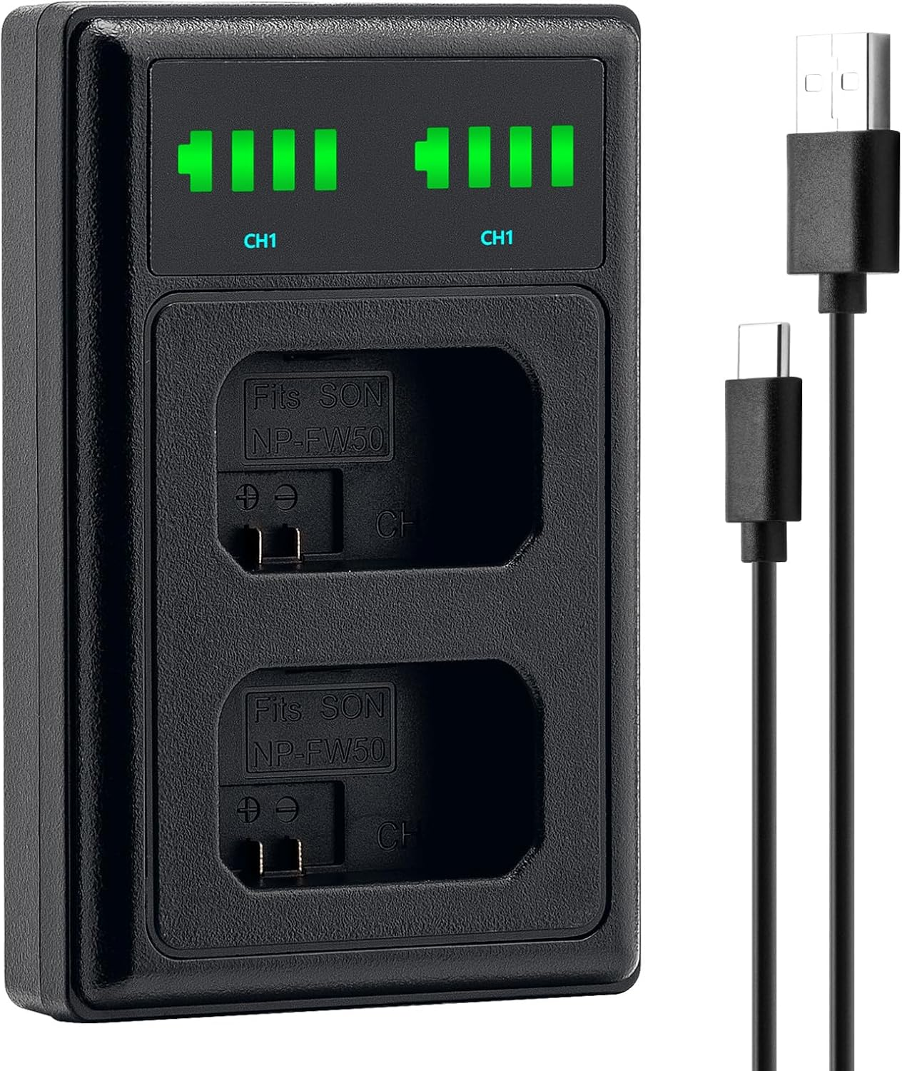 Marveleese Charger for NP-FW50 (USB Dual) - Compatible with Sony ZV-E10 ILCE Alpha 6000 6100 6300 6400 6500 A33 A35 A37 A55 | 7 7II 7R 7RII 7S II III | DSC RX10 | NEX Etc