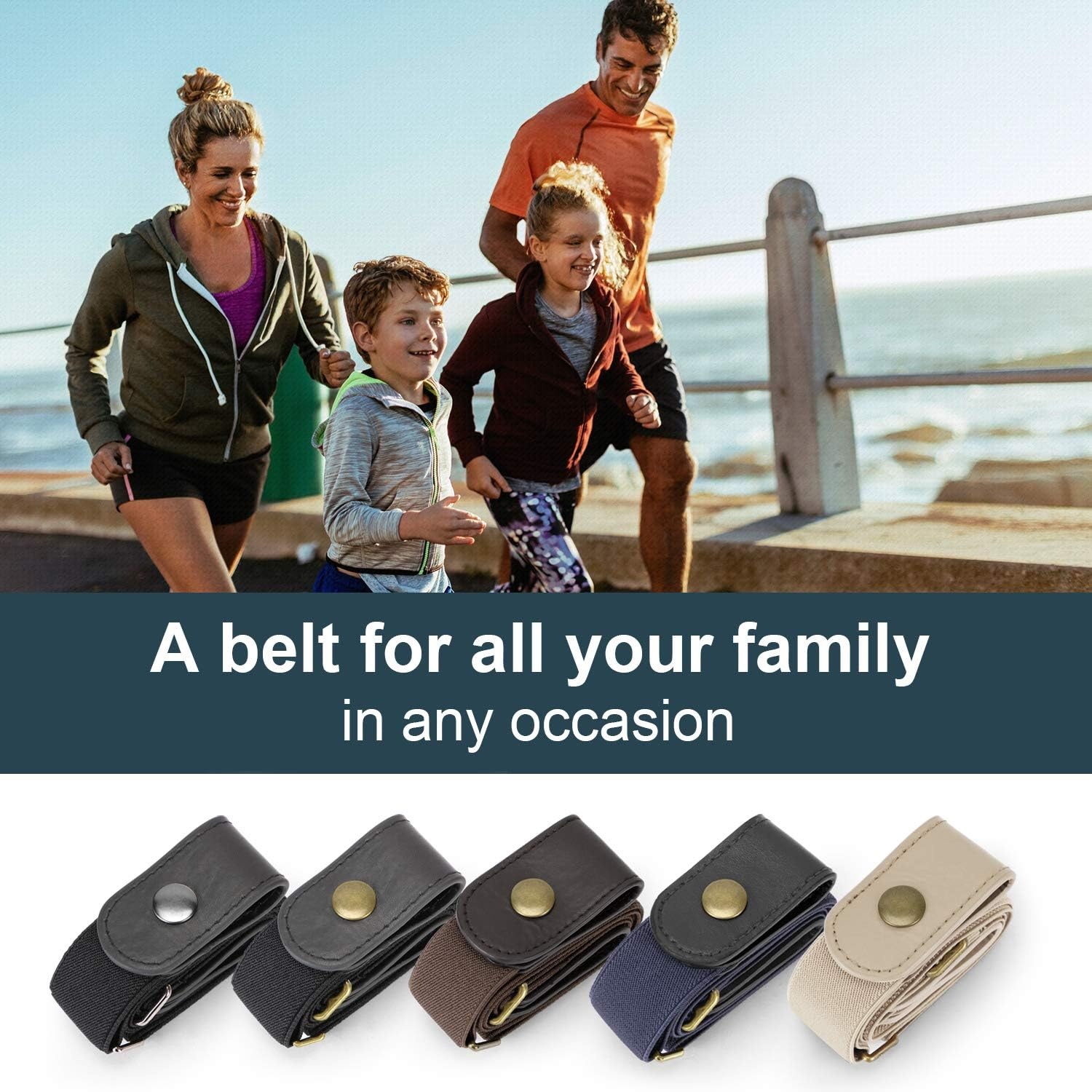 JASGOOD 2 Pieces No Buckle Stretch No Show Belt for Men，Buckless Invisible Elastic Belt for Jeans Pants image number 7