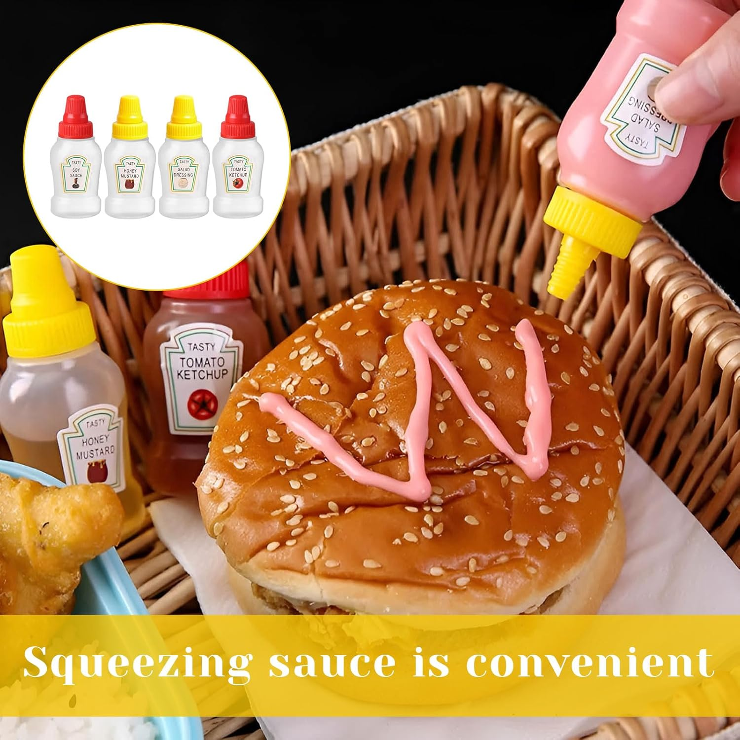 Sauce Container, 8 Pcs Squeeze Bottle, Mini Sauce Bottle, Mini Condiment Squeeze Bottles, 23Ml Condiment Squeeze Bottle for Bento Box Accessories, Empty Plastic Salad Dressing Container image number 5