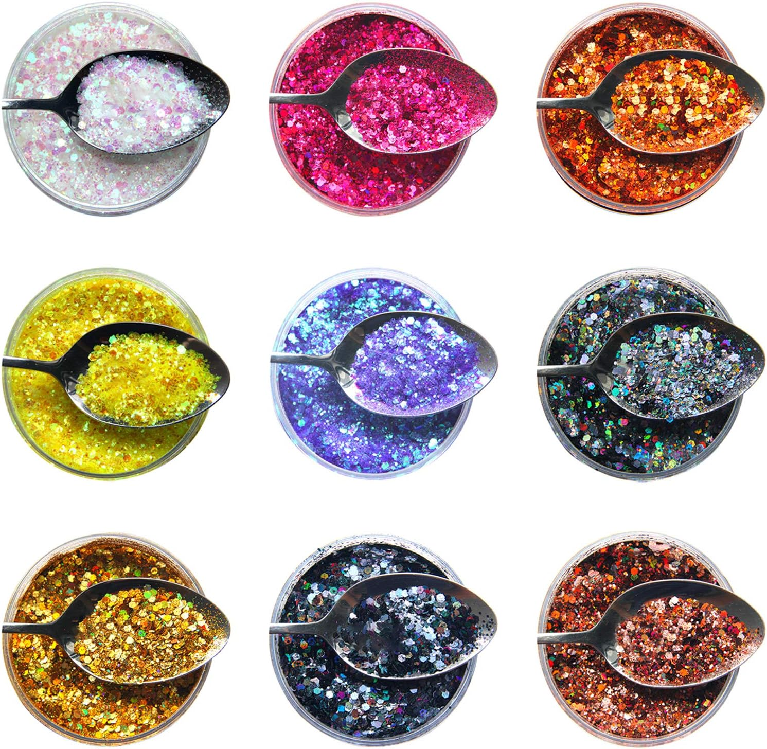 9 Pcs Nail Art Kit Nail Painting Brush Nail Tips Extension Glitter Powder Glitter Dust Powder