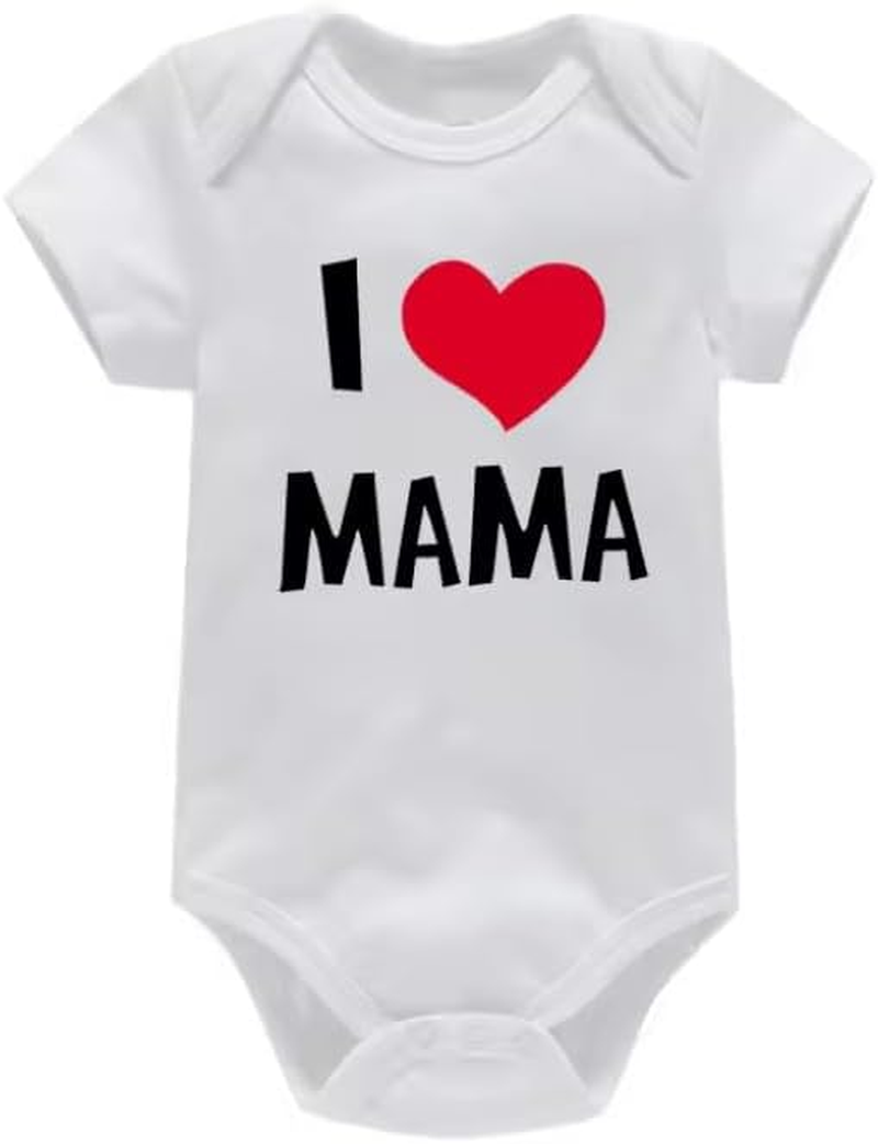 Baby Bodysuit Set of 2, I Love Mama and Papa Design, White Cotton Romper