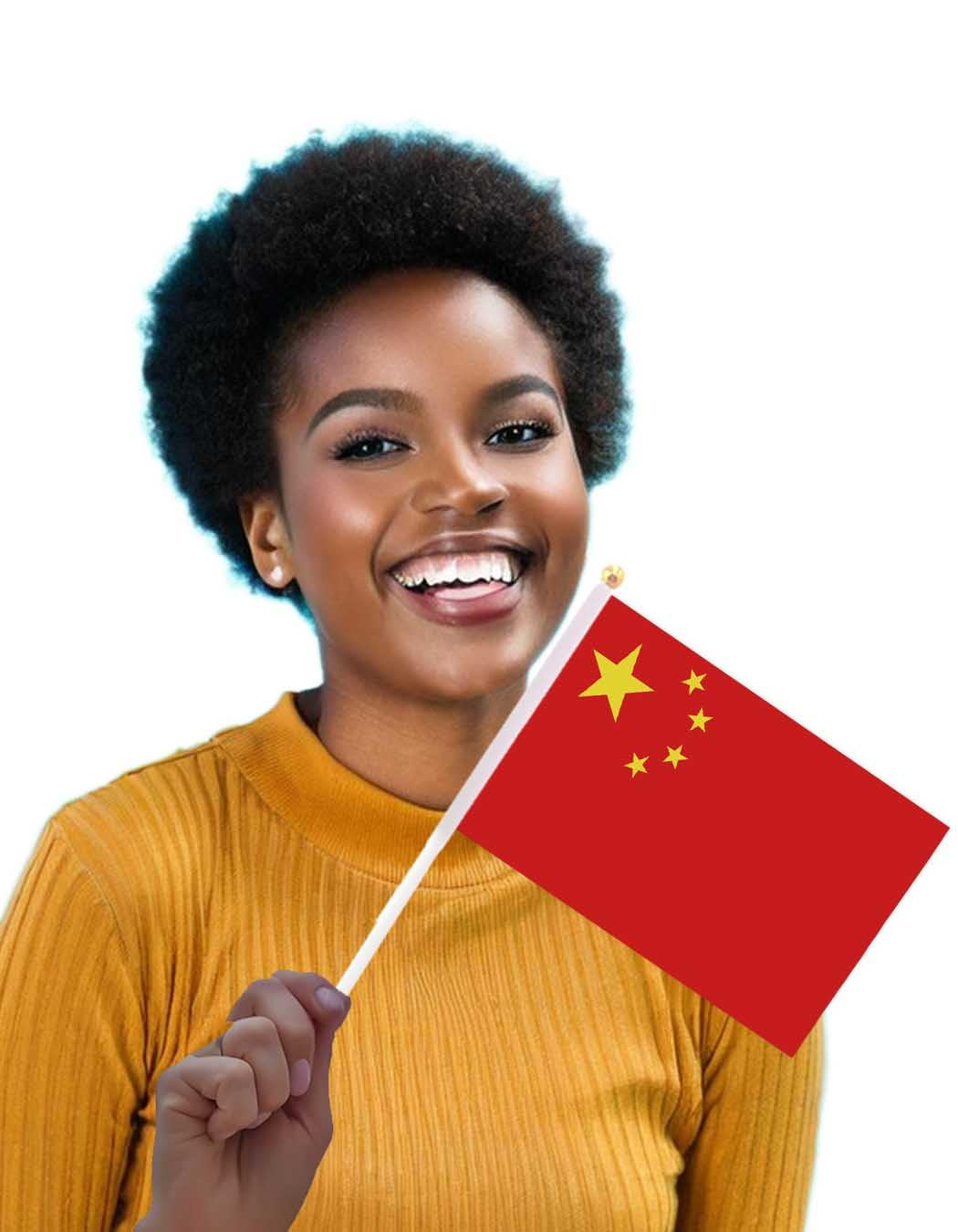 25 Packs Small China Flags on Handheld Stick，Miniature Chinese Flag for Outside,4X6 Inch Mini Hand Held Banner with Golden Topper,Patriotic Decorations image number 2